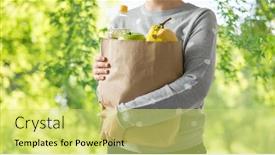  Presentation with eco bag - Audience pleasing slides consisting of shopping-healthy-eating-and-eco backdrop and a yellow colored foreground