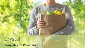  Presentation with eco paper - Presentation consisting of shopping-healthy-eating-and-eco background and a blonde colored foreground