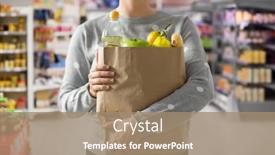  Presentation with eco friendly - Theme having shopping-healthy-eating-and-eco background and a coral colored foreground