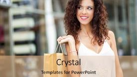  Presentation with city - Amazing slide set having shopping in a city plaza backdrop and a coral colored foreground