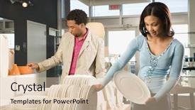  Presentation with retail store - Beautiful presentation theme featuring shopping in a home furnishing backdrop and a  colored foreground