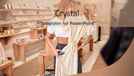  Presentation with fashion - Slide set enhanced with shopping in independent fashion store background and a coral colored foreground