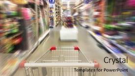  Presentation with supermarket - Theme featuring shopping in supermarket shoping cart background and a mint green colored foreground