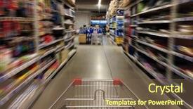  Presentation with supermarket - Slide deck with shopping in supermarket shoping cart background and a  colored foreground