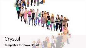  Presentation with queue - Cool new presentation theme with shopping line people in queue backdrop and a white colored foreground