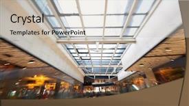  Presentation with zoom - Cool new PPT theme with shopping mall center escalators zoom blur movement backdrop and a soft green colored foreground