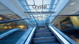  Presentation with zoom - PPT theme having shopping mall center escalators zoom blur movement background and a light blue colored foreground