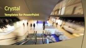  Presentation with zoom - Beautiful presentation design featuring shopping mall center escalators zoom blur movement backdrop and a tawny brown colored foreground