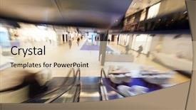  Presentation with zoom - PPT theme enhanced with shopping mall center escalators zoom blur movement background and a lemonade colored foreground