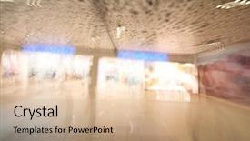  Presentation with zoom - Colorful presentation enhanced with shopping mall center escalators zoom blur movement backdrop and a coral colored foreground