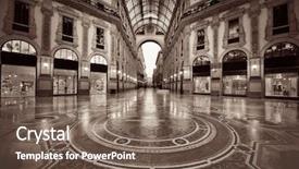  Presentation with mall - Presentation theme consisting of shopping mall interior in milan background and a violet colored foreground