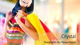  Presentation with beauty and fashion - PPT theme consisting of shopping mall shopper sales background and a yellow colored foreground
