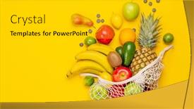  Presentation with healthy food - Presentation theme with shopping-mesh-bag-full background and a light gray colored foreground