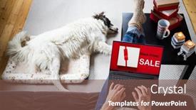  Presentation with online shopping - PPT theme enhanced with shopping-online-black-friday-dog background and a tawny brown colored foreground