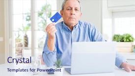  Presentation with senior smart home - Beautiful PPT layouts featuring shopping online using credit card backdrop and a sky blue colored foreground