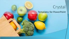  Presentation with paper bag - PPT theme enhanced with shopping-paper-bag-full background and a sky blue colored foreground