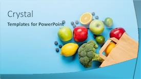  Presentation with paper bag - PPT theme enhanced with shopping-paper-bag-full background and a sky blue colored foreground