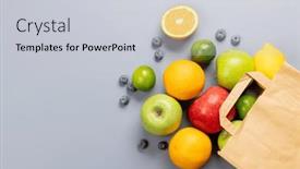  Presentation with paper bag - PPT theme featuring shopping-paper-bag-full background and a light gray colored foreground