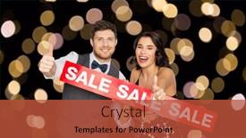  Presentation with black people - Colorful slide deck enhanced with shopping people and fashion concept - happy couple with red sale sign showing thumbs up over lights on black background backdrop and a red colored foreground