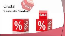  Presentation with percent - PPT theme with shopping retail and merchandising concept - set of boxes with sale and percent sign background and a white colored foreground
