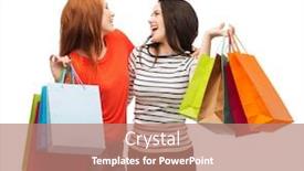  Presentation with gifts - Audience pleasing theme consisting of shopping-sale-and-gifts-concept backdrop and a coral colored foreground