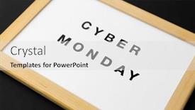  Presentation with outlet - Slide deck having shopping sale and outlet concept - white magnetic board with cyber monday words on black background background and a light gray colored foreground