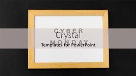  Presentation with outlet - Beautiful slide set featuring shopping sale and outlet concept - white magnetic board with cyber monday words on black background backdrop and a light gray colored foreground