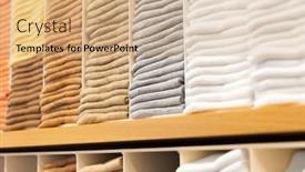  Presentation with retail store - Cool new presentation with shopping sale and retail concept - close up of shelves with clothes at clothing store backdrop and a coral colored foreground