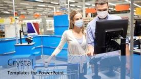  Presentation with medical service - PPT layouts consisting of shopping-sale-consumerism-and-people background and a teal colored foreground