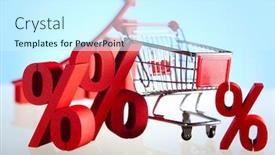  Presentation with percent - PPT theme with shopping-supermarket-cart-percent-sign background and a cool aqua colored foreground