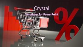  Presentation with percent - Cool new PPT theme with shopping-supermarket-cart-percent-sign backdrop and a wine colored foreground