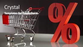  Presentation with percent - Colorful PPT theme enhanced with shopping-supermarket-cart-percent-sign backdrop and a wine colored foreground