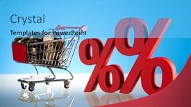  Presentation with percent - Beautiful PPT layouts featuring shopping-supermarket-cart-percent-sign backdrop and a light blue colored foreground