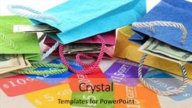  Presentation with save - Presentation theme enhanced with shopping to save money background and a yellow colored foreground