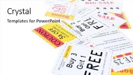  Presentation with save - Colorful PPT theme enhanced with shopping to save money backdrop and a  colored foreground