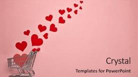  Presentation with shopping trolley - Presentation theme having shopping trolley and decorative red background and a lemonade colored foreground