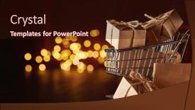  Presentation with led lights - Theme having shopping trolley and gift boxes on a dark background with led lights garland christmas and new year sale background and a wine colored foreground