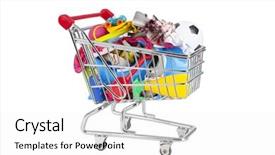  Presentation with spades - Theme having shopping trolley full of holiday background and a white colored foreground