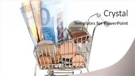  Presentation with shopping trolley - Audience pleasing PPT theme consisting of shopping trolley full of money backdrop and a white colored foreground