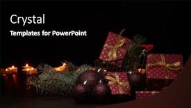  Presentation with christmas sale - PPT theme enhanced with christmas decoration with burning candles background and a black colored foreground