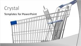  Presentation with shopping trolley - Amazing presentation theme having shopping trolley isolated on white background backdrop and a white colored foreground