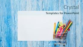  Presentation with shopping trolley - Presentation theme with shopping-trolley-stationery-accessories background and a light blue colored foreground
