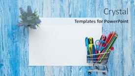  Presentation with shopping trolley - Cool new presentation with shopping-trolley-stationery-accessories backdrop and a light blue colored foreground