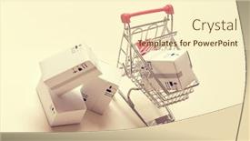  Presentation with shopping trolley - Presentation theme consisting of shopping-trolley-with-boxes background and a cream colored foreground