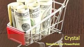  Presentation with shopping trolley - Beautiful PPT theme featuring shopping trolley with dollars on dark background backdrop and a tawny brown colored foreground