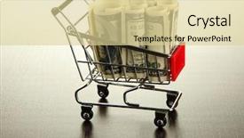  Presentation with shopping trolley - Amazing slide set having shopping trolley with dollars on dark background backdrop and a blonde colored foreground