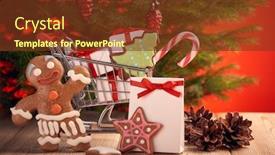 Presentation with christmas sale - Slides having shopping-trolley-with-gift-boxes background and a tawny brown colored foreground