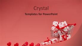  Presentation with shopping trolley - PPT theme having shopping-trolley-with-gift-boxes background and a red colored foreground