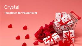  Presentation with shopping trolley - Theme featuring shopping-trolley-with-gift-boxes background and a coral colored foreground