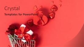  Presentation with shopping trolley - Presentation theme with shopping-trolley-with-gift-boxes background and a gray colored foreground